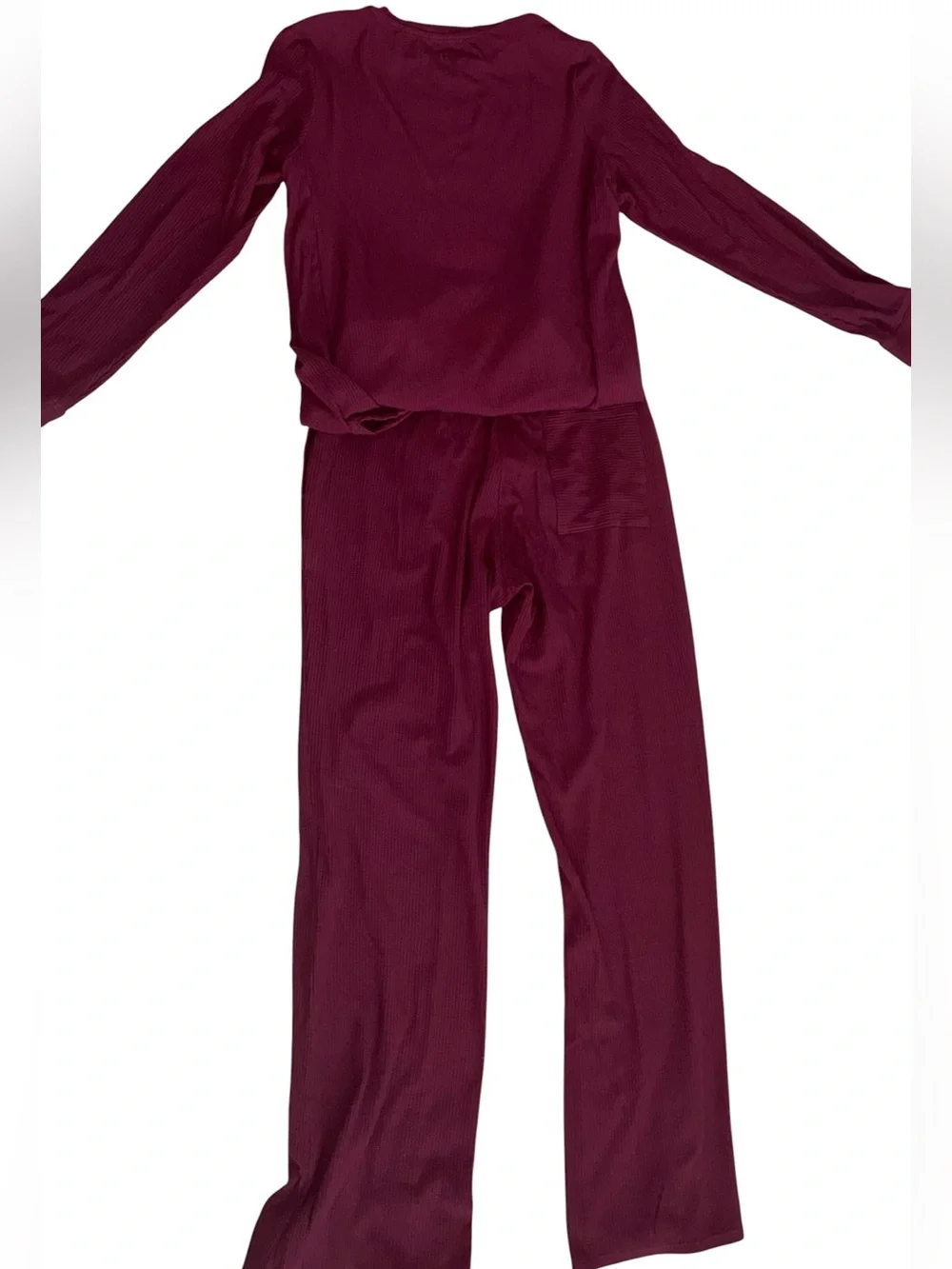EUC Tommy John Burgundy Ribbed Lounge Set Small Medium Pajama Matching Set
